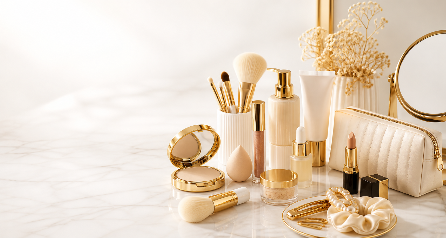 Produtos de maquiagem, cosméticos e acessórios